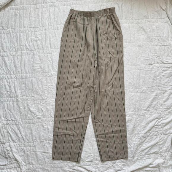 Briggs Vintage striped high rise trousers sz 12 beige elastic waist academia - Picture 2 of 8